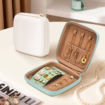 Simple Travel Jewelry Box Beige Green