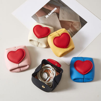 Genuine Leather Two Tone Heart Coin Purse Portable