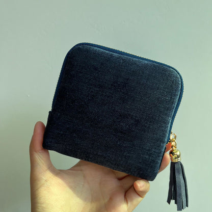 Tassel Zipper Velvet Jewelry Pouch Portable