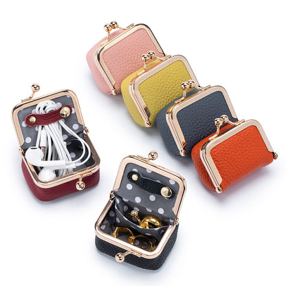 Genuine Leather Mini Frame Coin Jewelry Purse