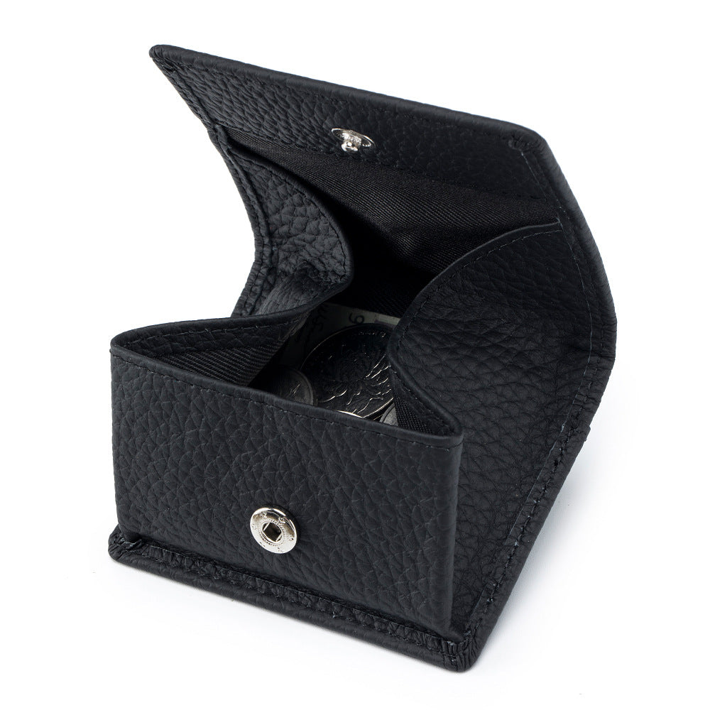 Genuine Leather Mini Wallet with Snap Coin Purse