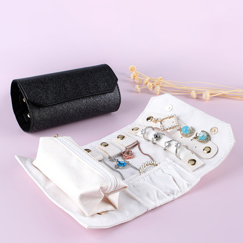 Leather Roll Up Jewelry Travel Organizer