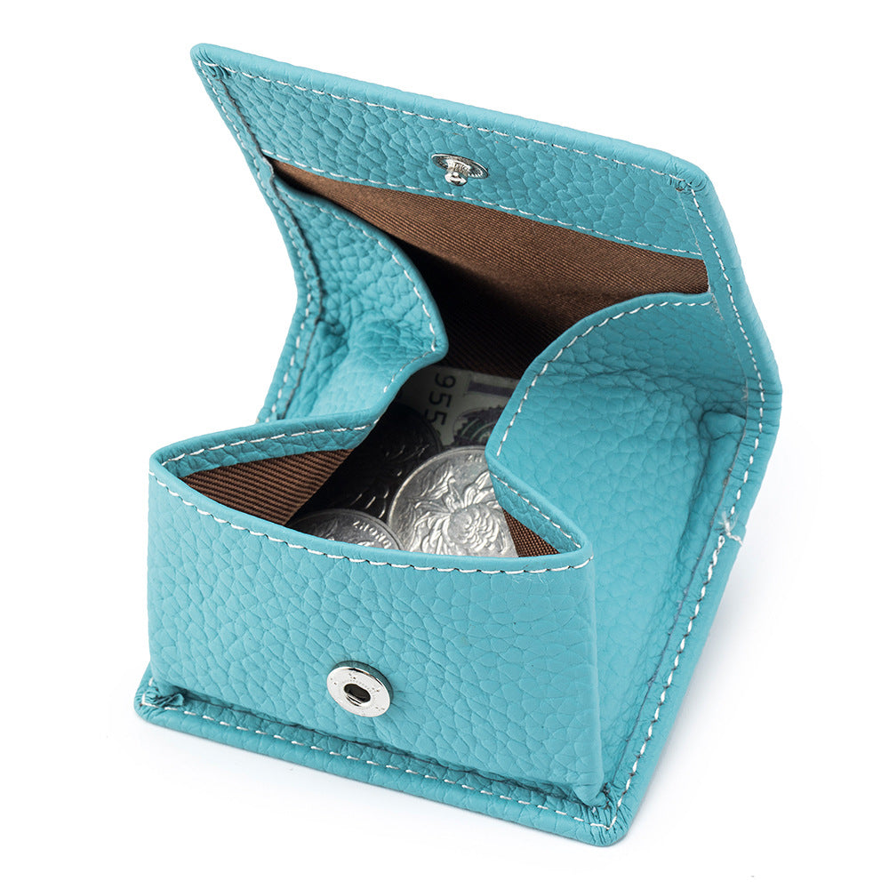 Genuine Leather Mini Wallet with Snap Coin Purse