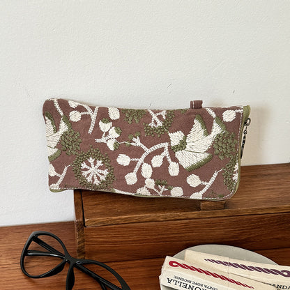 Cotton Linen Cosmetic Makeup Pouch Embroidery