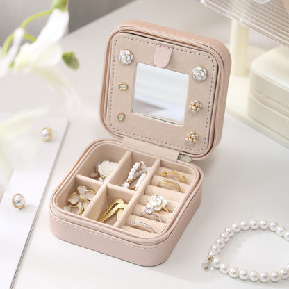 Travel Jewelry Box with Mirror Portable Multiple Colors