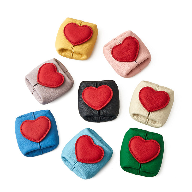 Genuine Leather Two Tone Heart Coin Purse Portable