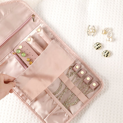 Portable Leather Foldable Travel Jewelry Pouch Multiple Colors