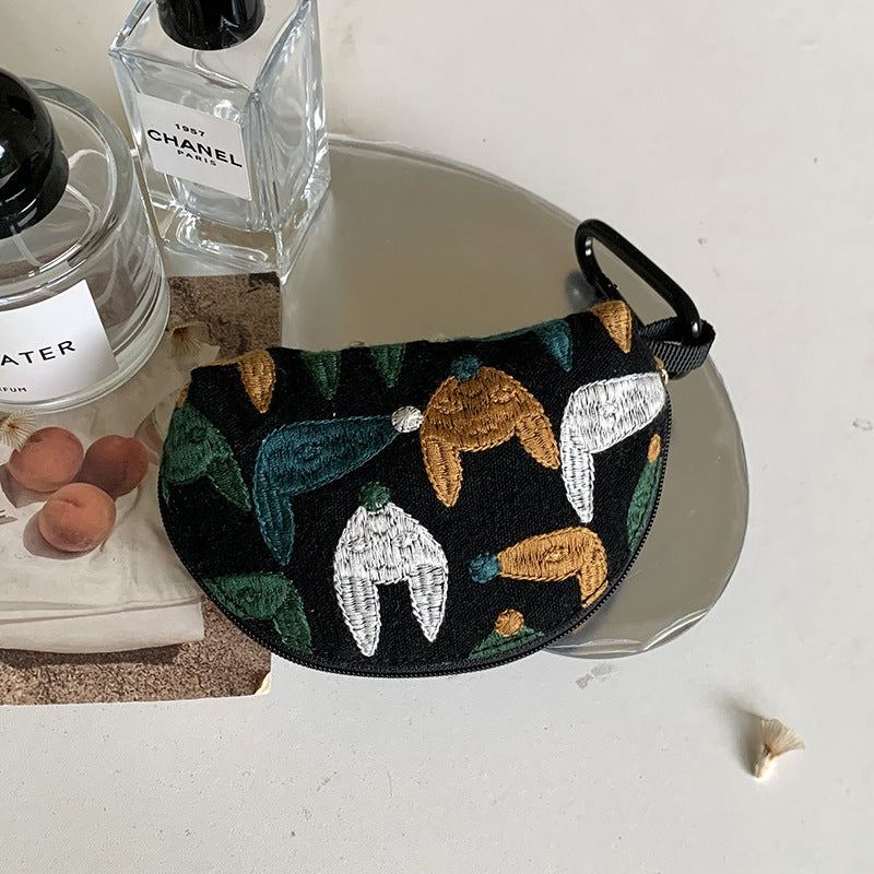 Heavy Embroidery Headphone Case Pouch Multiple Colors