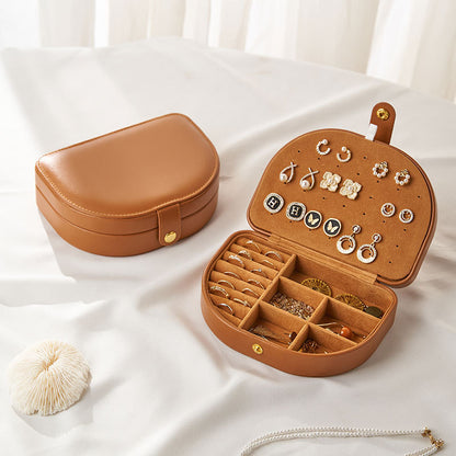 Vintage 2 Layer Leather Jewelry Box Travel Portable