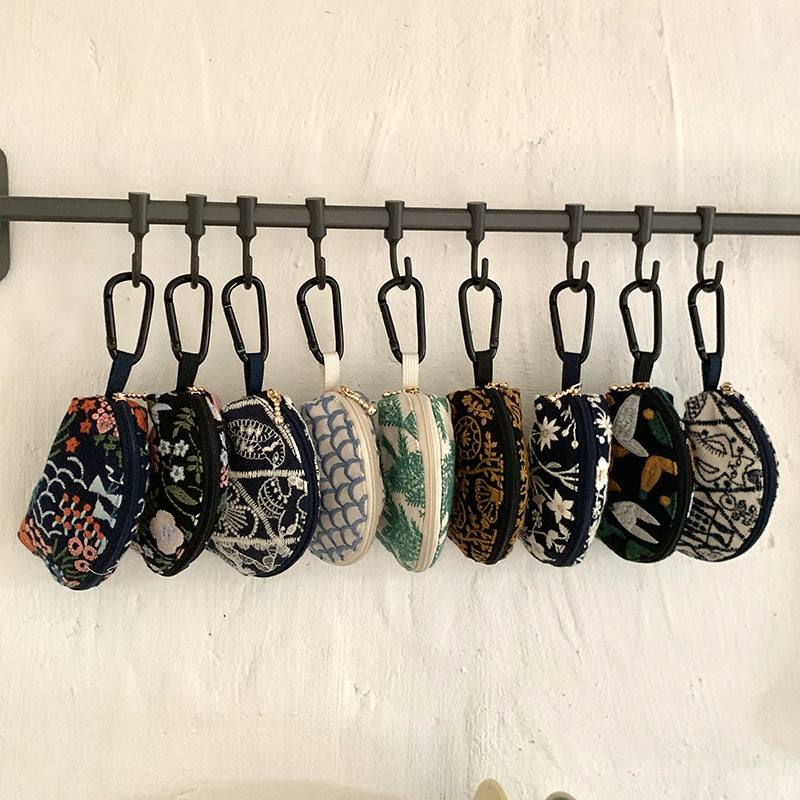 Heavy Embroidery Headphone Case Pouch Multiple Colors