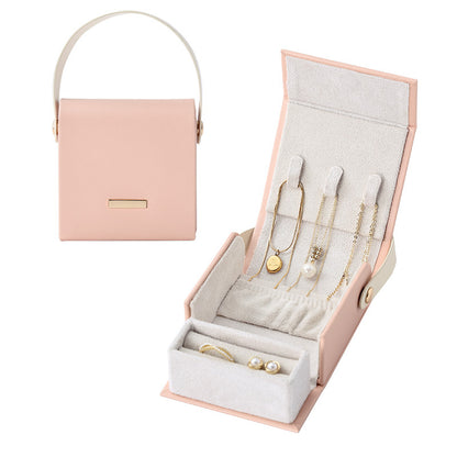 Portable Handheld Color Block Jewelry Box For Travel