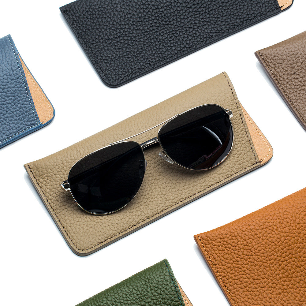 Genuine Leather Soft Shell Portable Eyeglasses Case