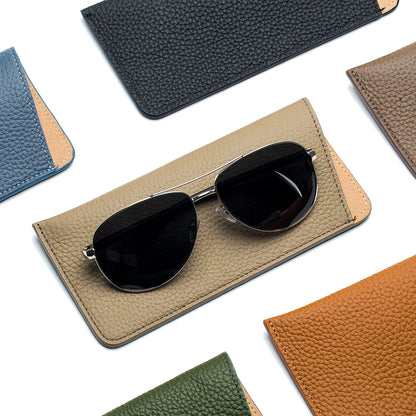 Genuine Leather Soft Shell Portable Eyeglasses Case