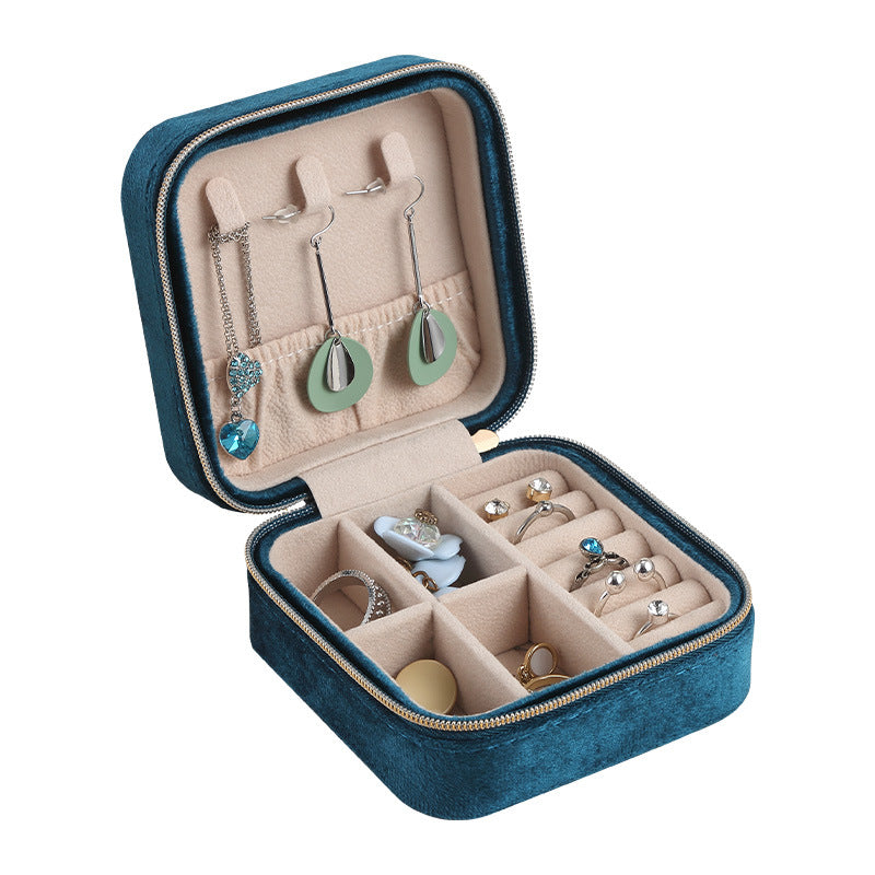 Soft Velvet Jewelry Storage Box Portable Multiple Colors