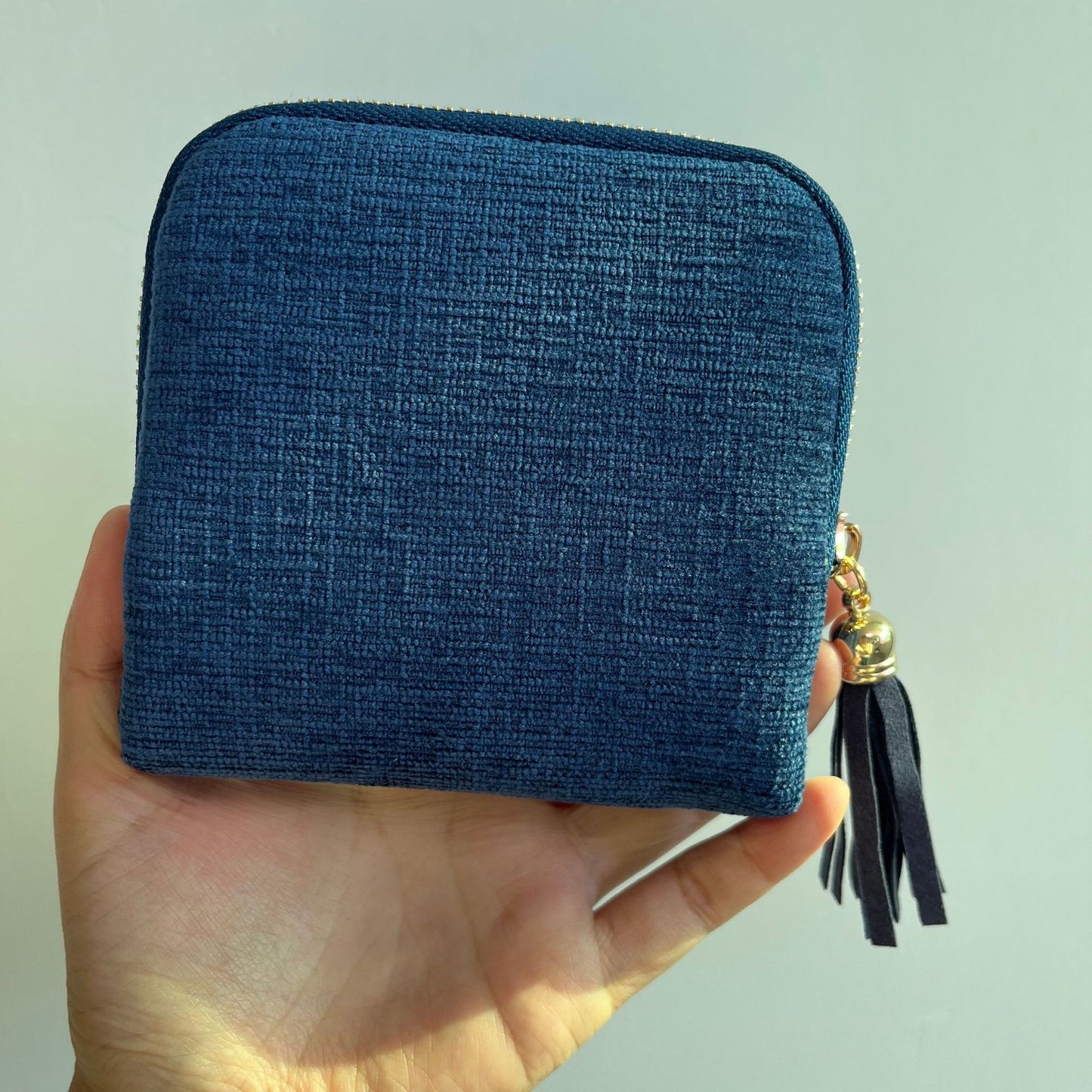 Tassel Zipper Velvet Jewelry Pouch Portable