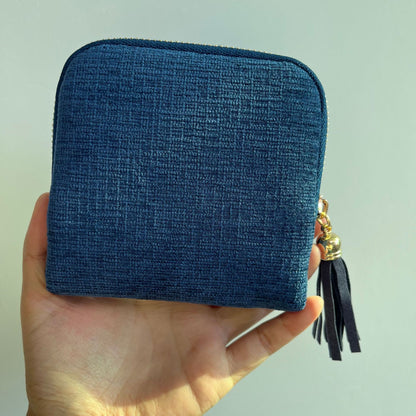 Tassel Zipper Velvet Jewelry Pouch Portable