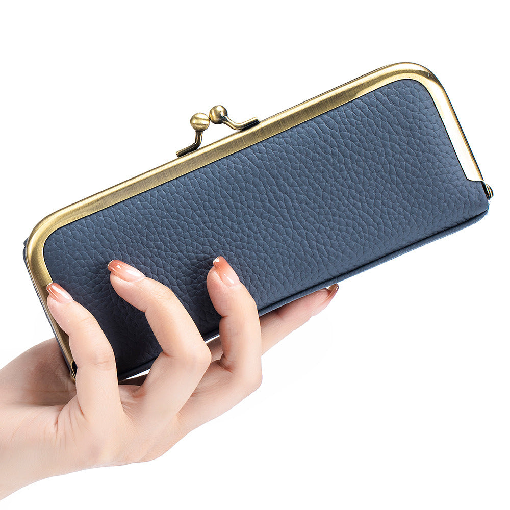 Creative Portable Genuine Leather Eyeglasses Case for Ladies
