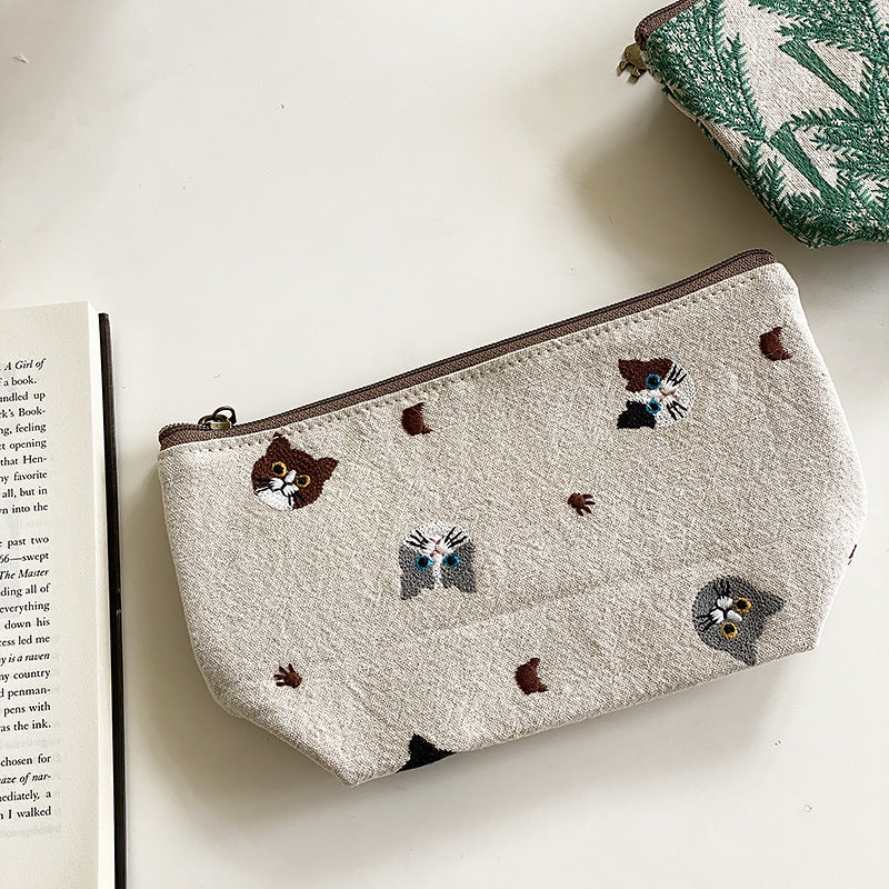 Portable Embroidered Makeup Clutch Pouch Organizer