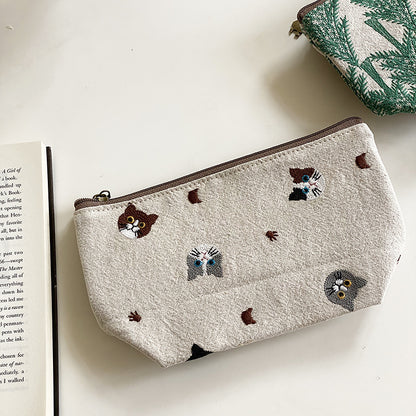 Portable Embroidered Makeup Clutch Pouch Organizer
