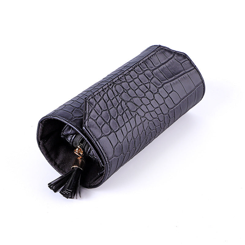 Roll Up Travel Jewelry Organizer Leather Multiple Colors