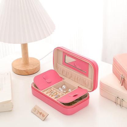 Large Capacity Travel Jewelry Box with Mirror