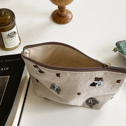 Portable Embroidered Makeup Clutch Pouch Organizer