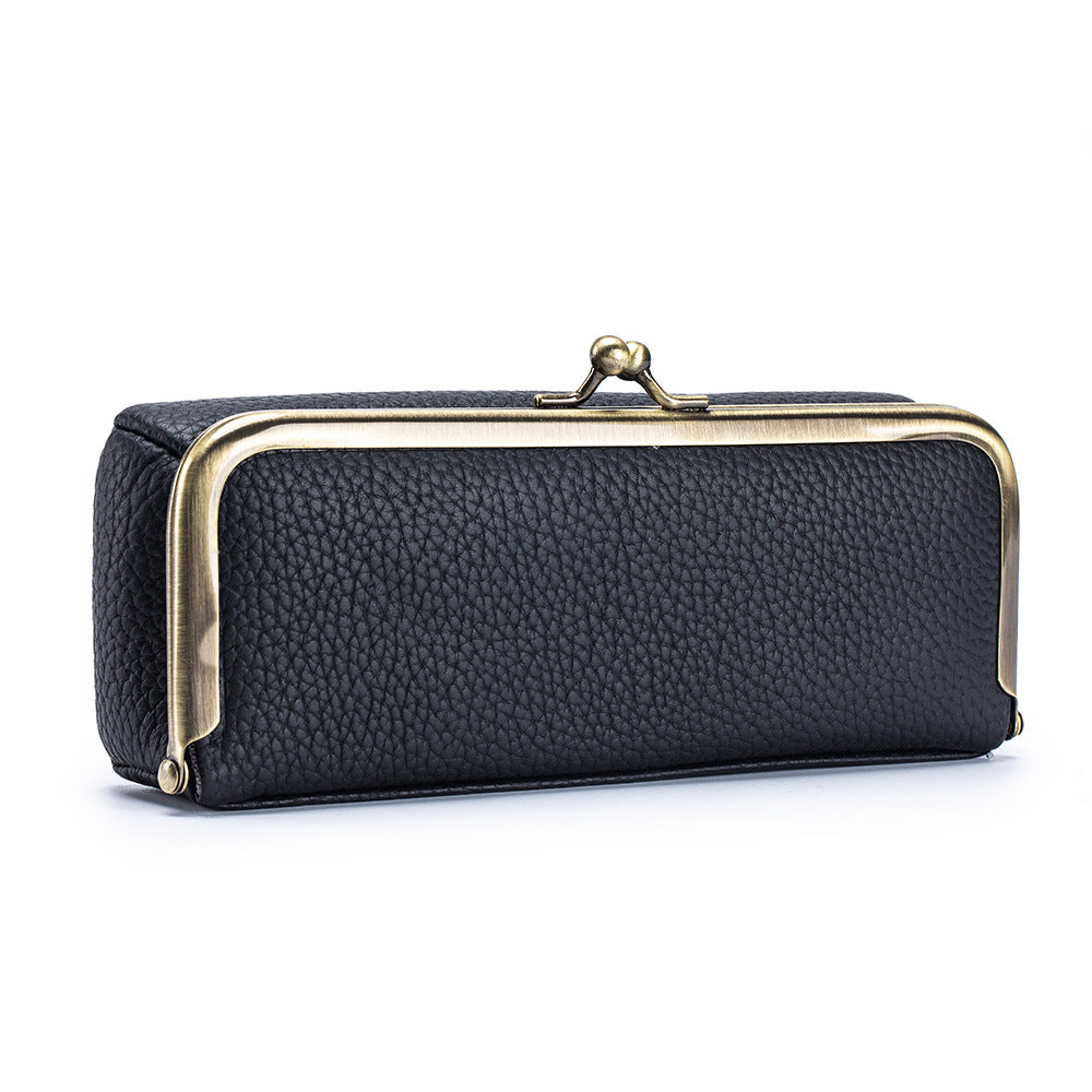 Creative Portable Genuine Leather Eyeglasses Case for Ladies