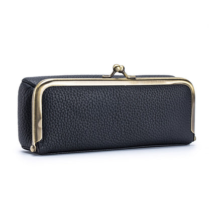 Creative Portable Genuine Leather Eyeglasses Case for Ladies