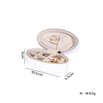 Oval Velvet Jewelry Box Portable Multiple Colors