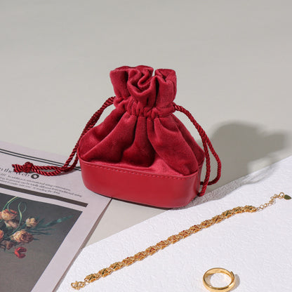 Drawstring Suede Leather Jewelry Pouch Portable