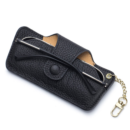 Genuine Leather Vintage Slim Portable Eyeglasses Case Unisex