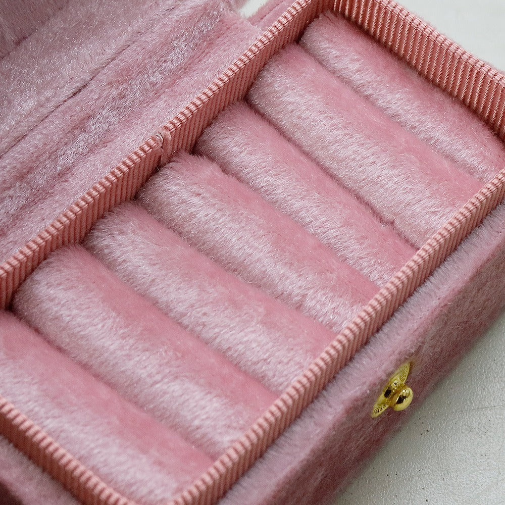 Multi Slot Velvet Ring Earring Jewelry Box Multiple Colors
