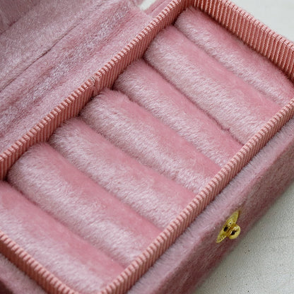 Multi Slot Velvet Ring Earring Jewelry Box Multiple Colors
