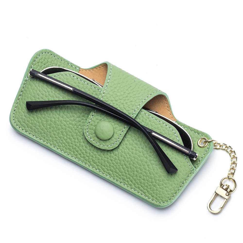 Genuine Leather Vintage Slim Portable Eyeglasses Case Unisex
