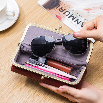 Creative Portable Genuine Leather Eyeglasses Case for Ladies