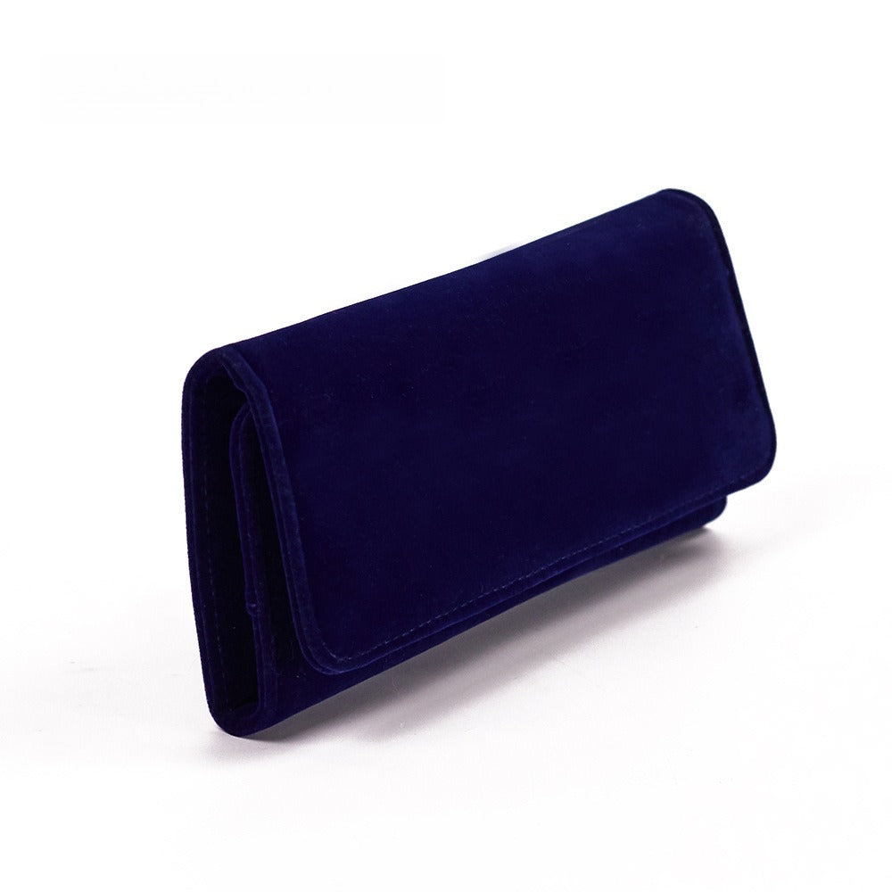 Deerskin Travel Jewelry Clutch Pouch Portable Blue