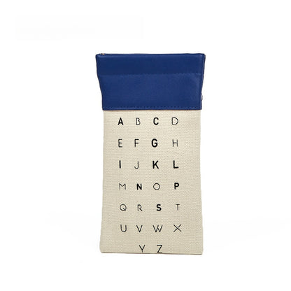 Letter Pattern Canvas Elastic Students Eyeglasses Case