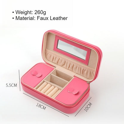 Large Capacity Travel Jewelry Box with Mirror