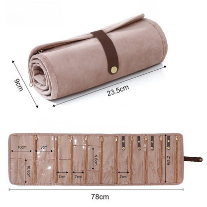 Velvet Roll Up Travel Jewelry Organizer Pouch Multiple Colors