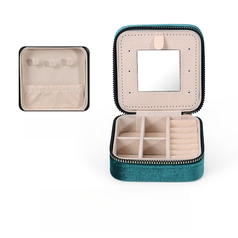 Portable Travel Earring Jewelry Box with Mirror