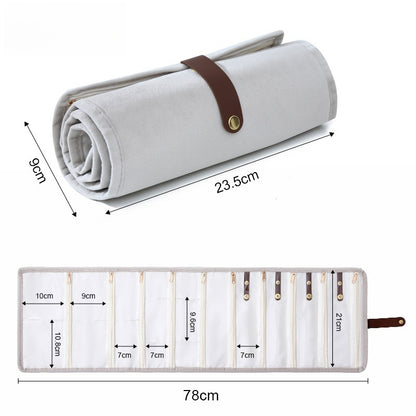 Velvet Roll Up Travel Jewelry Organizer Pouch Multiple Colors