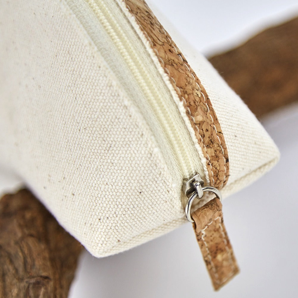 Wood Grain Canvas Makeup Pouch Travel Shell Cosmetic Bag