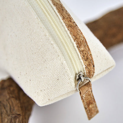 Wood Grain Canvas Makeup Pouch Travel Shell Cosmetic Bag