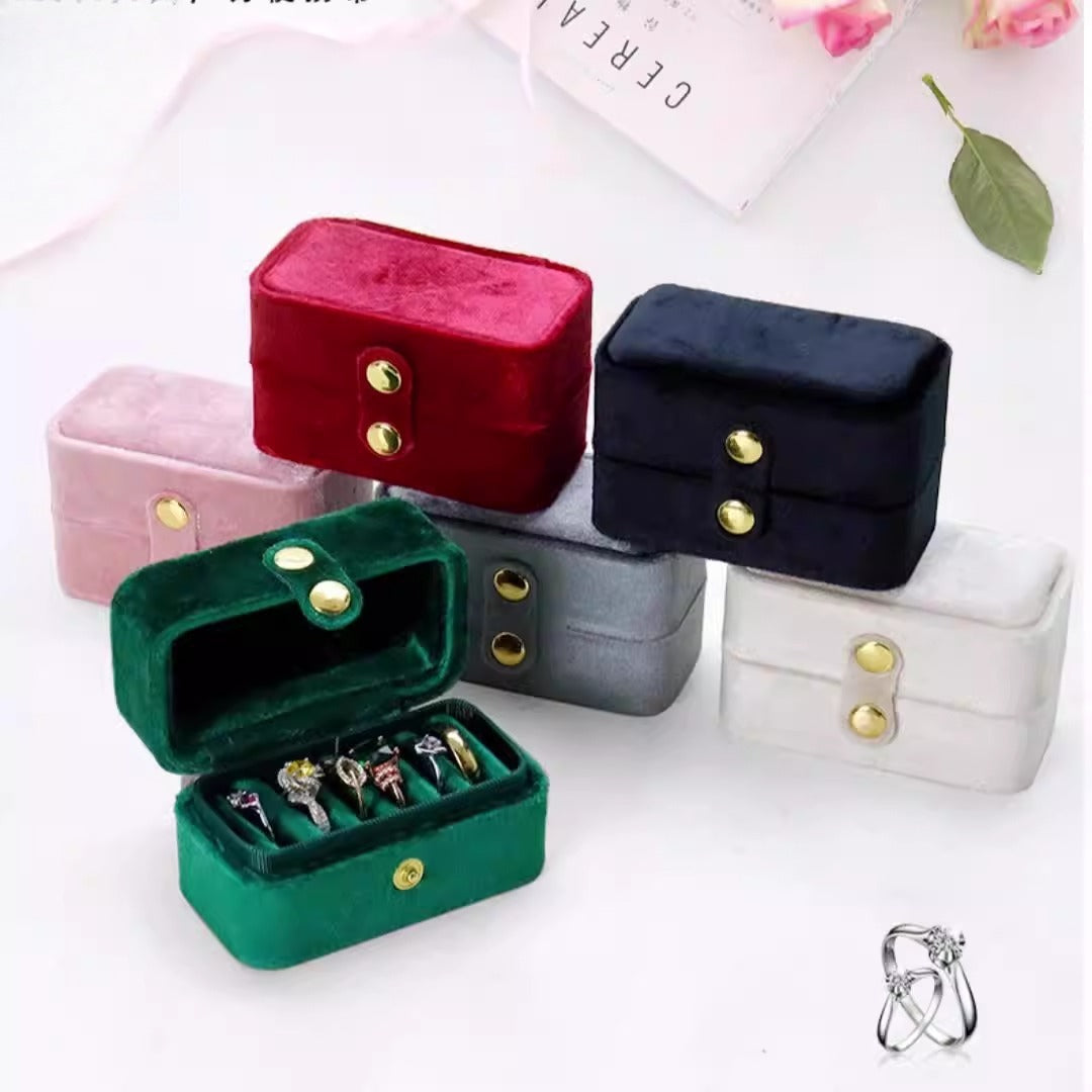 Multi Slot Velvet Ring Earring Jewelry Box Multiple Colors