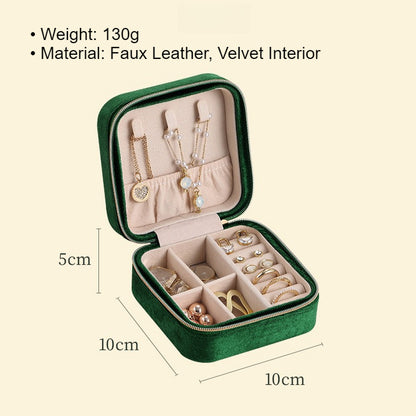 Soft Velvet Jewelry Storage Box Portable Multiple Colors