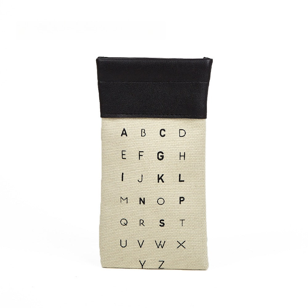 Letter Pattern Canvas Elastic Students Eyeglasses Case
