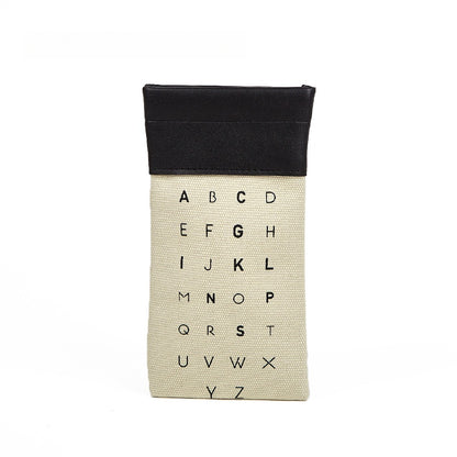 Letter Pattern Canvas Elastic Students Eyeglasses Case