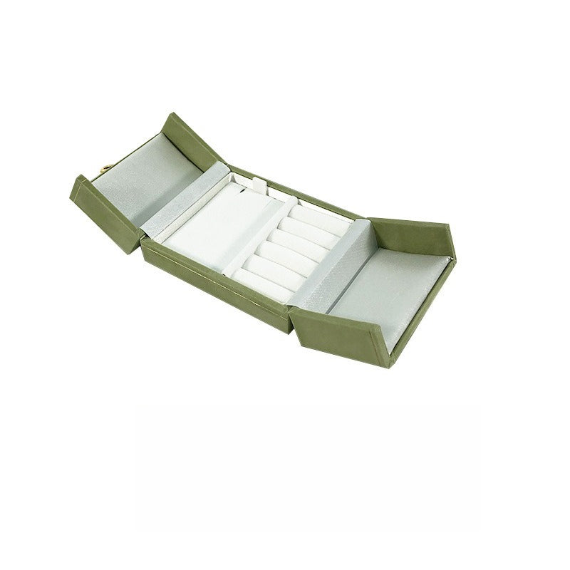 Double Door Velvet Jewelry Box Multiple Colors