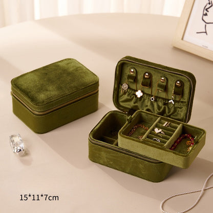 Velvet Jewelry Organizer Box Earring Ring Storage