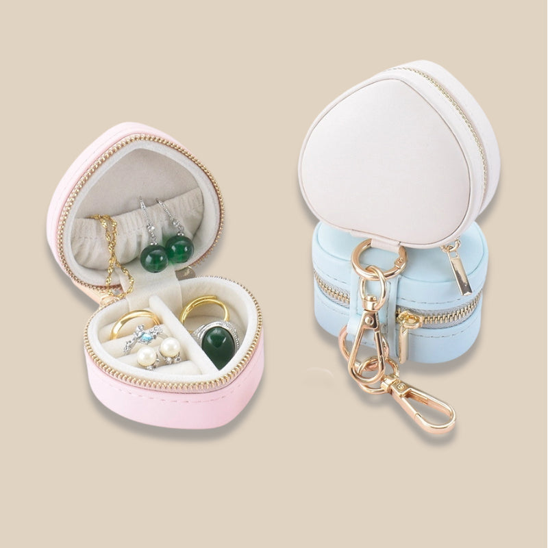 Hanging Keychain Jewelry Box Portable Heart Shape